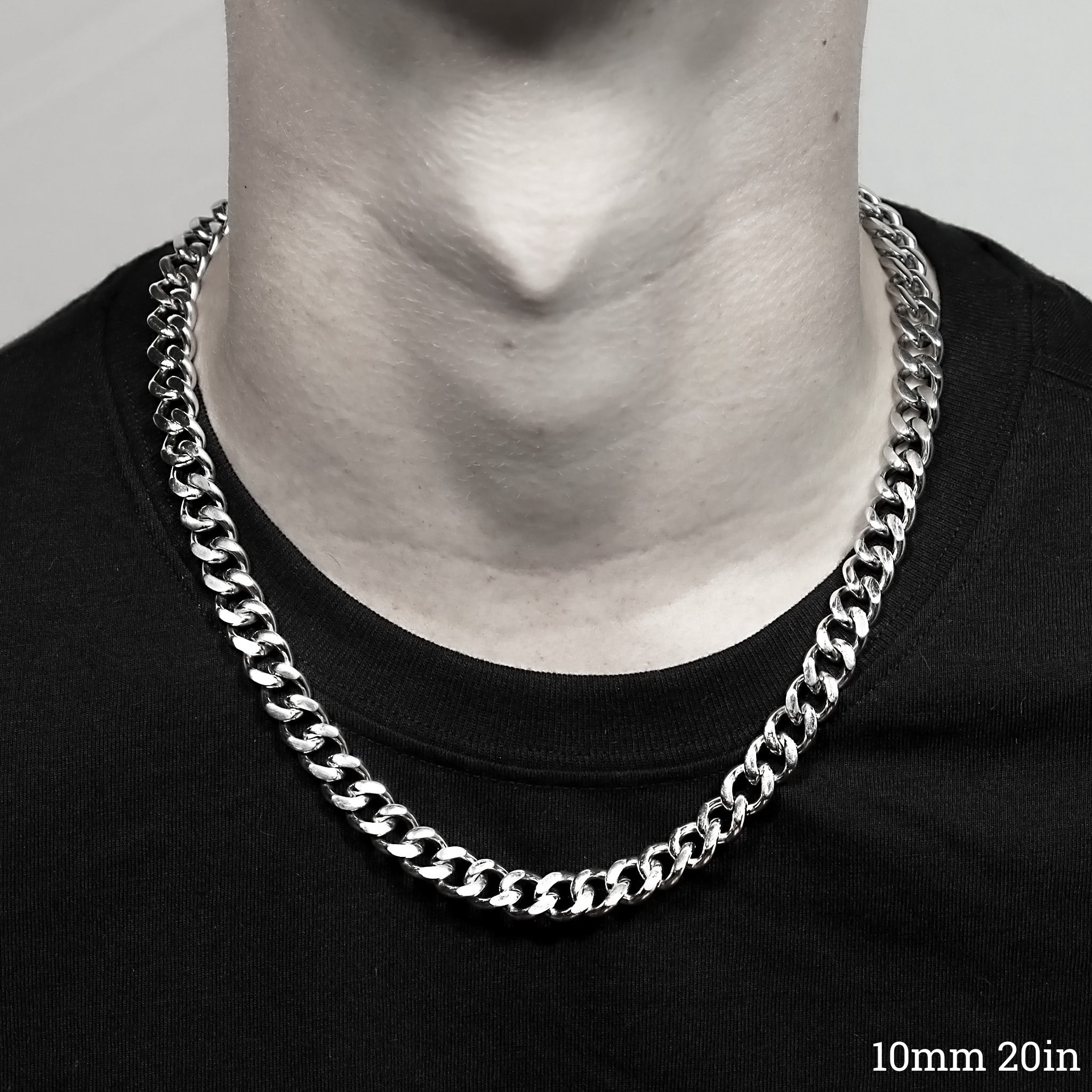 Stainless Steel Diamond Cut Curb Chain Necklace