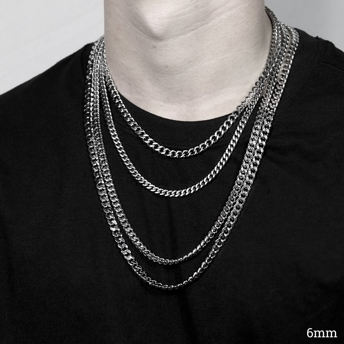 Stainless Steel Diamond Cut Curb Chain Necklace