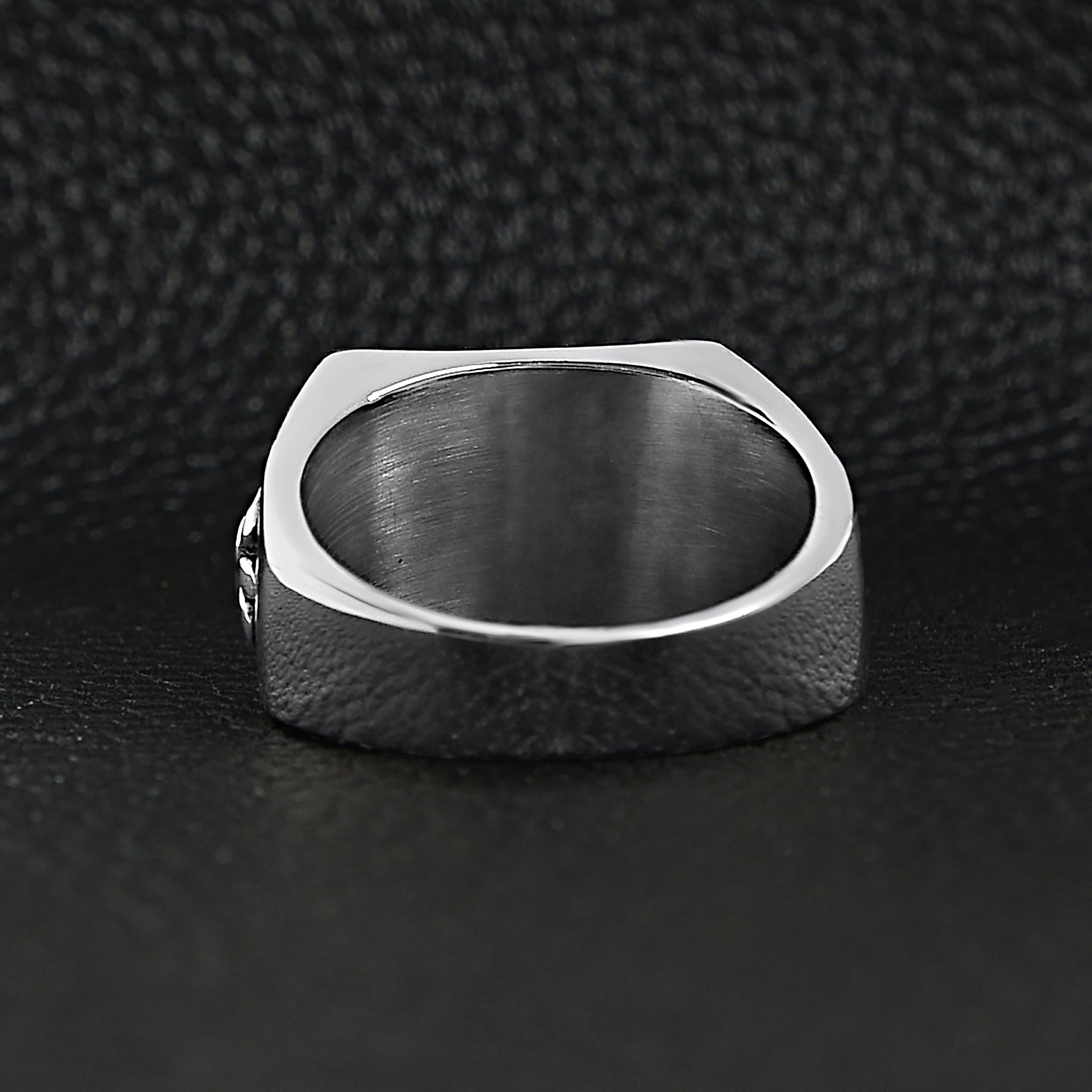 Stainless Steel Polished Black Fleur De Lis Signet Ring
