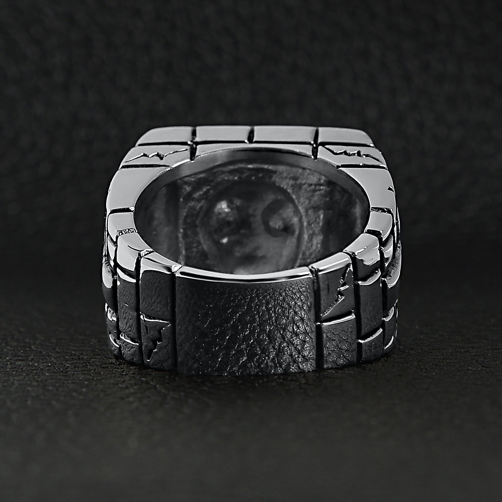 Stainless Steel Medieval Jailed Skull & 18K Gold Plated Cross Ring