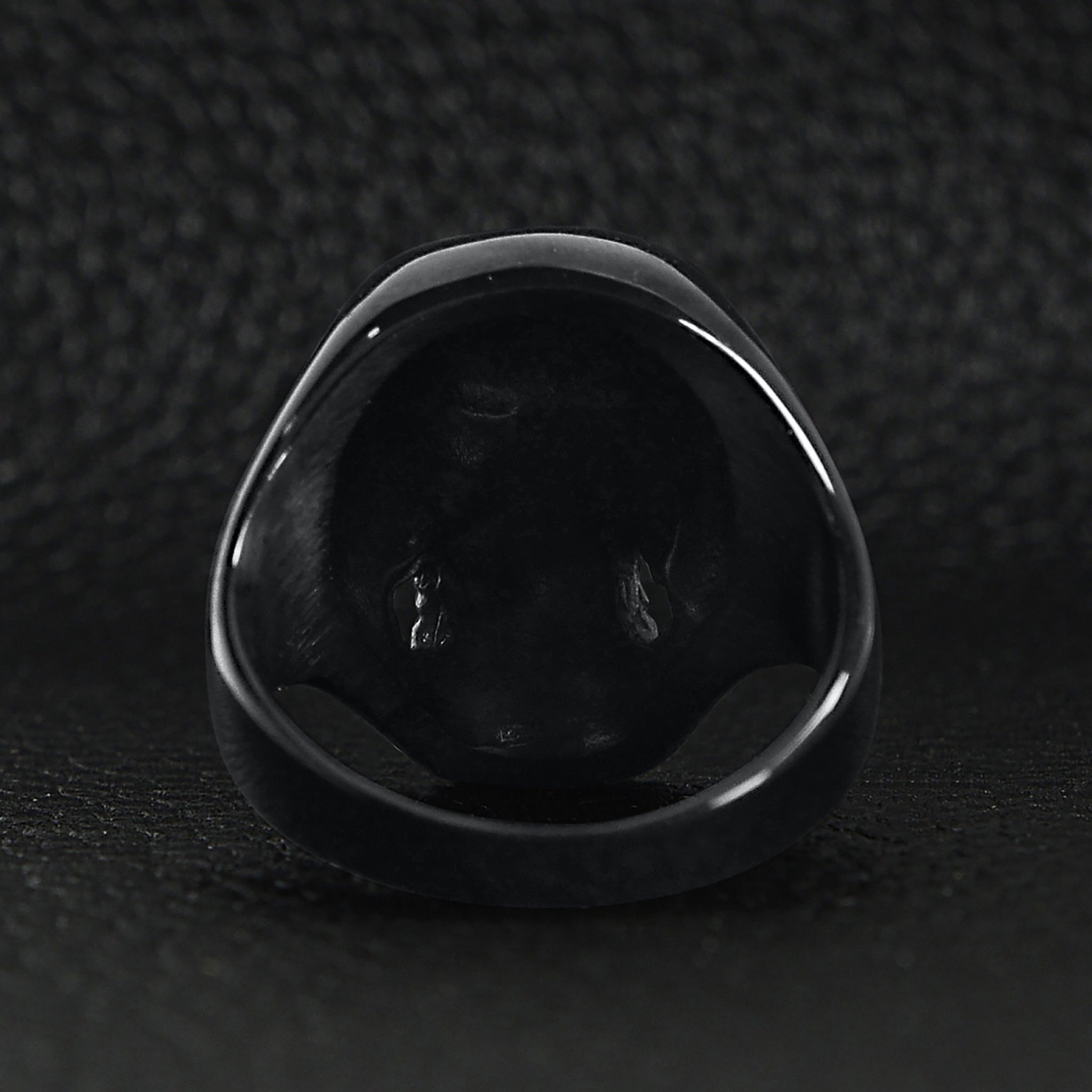 Stainless Steel Red CZ Eyed Black Skull Unisex Ring