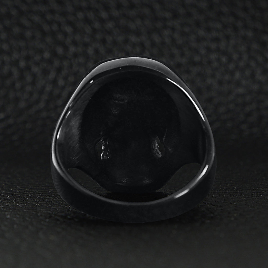 Stainless Steel Red CZ Eyed Black Skull Unisex Ring