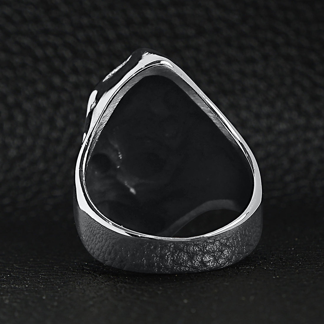 Stainless Steel Red CZ Eyed Grim Reaper Ring