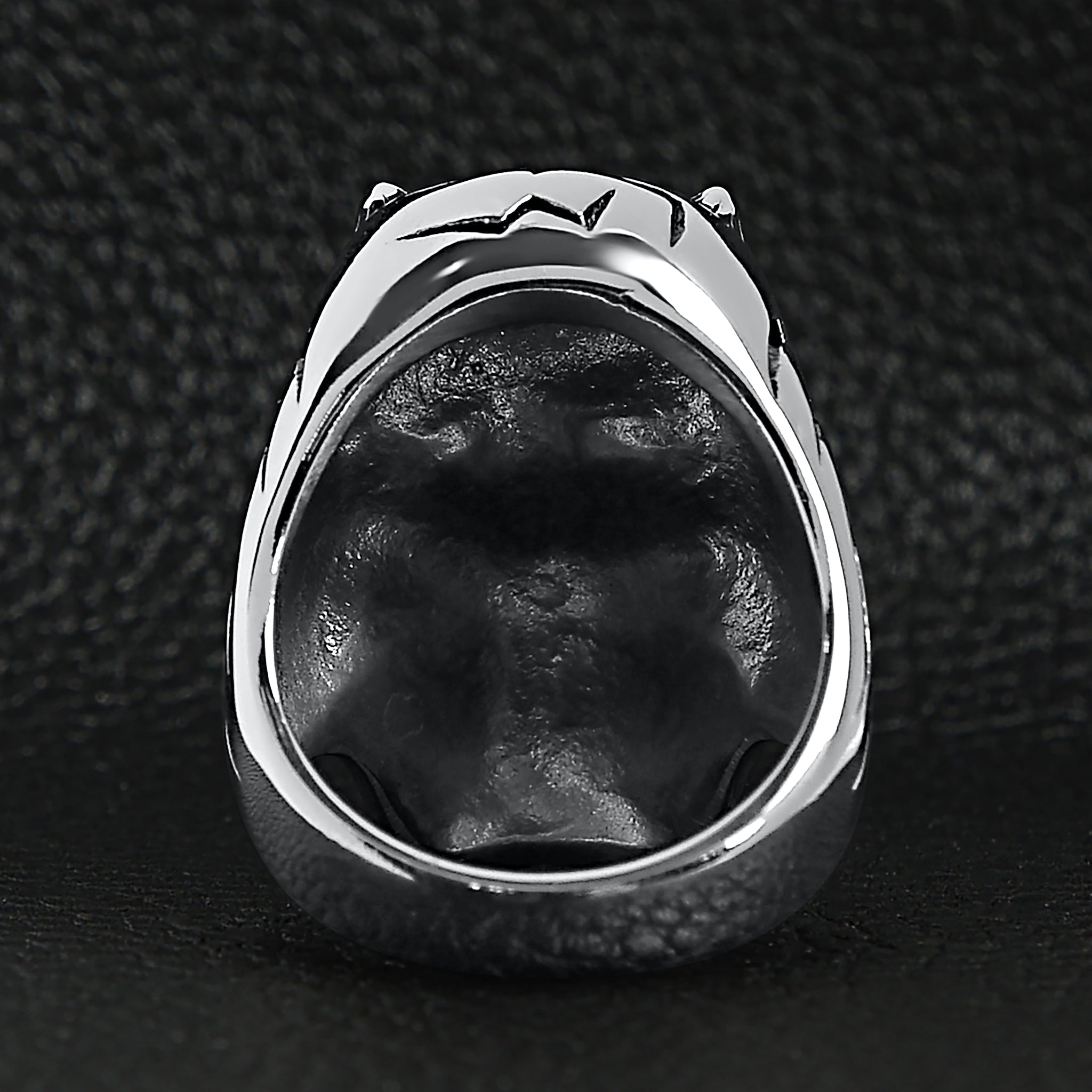 Stainless Steel Devil Skull & Red CZ Eye Smoking 18K Gold PVD Coated Cigar Ring