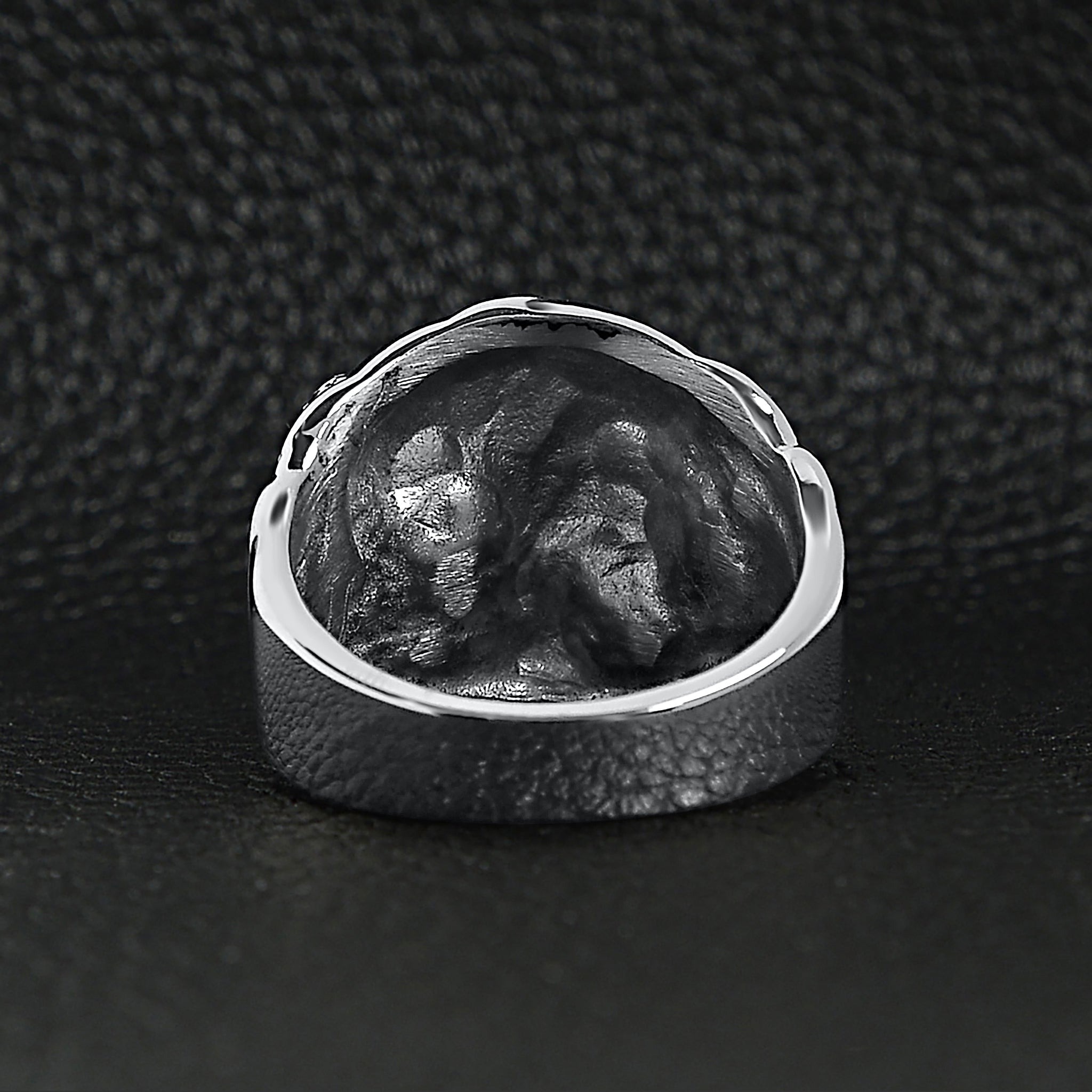 Stainless Steel Skull With Red CZ Eye and Eyepatch Ring
