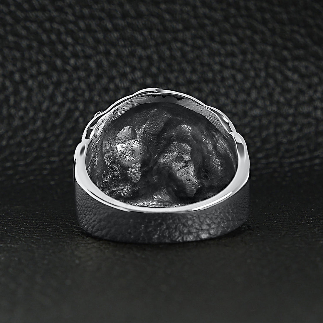 Stainless Steel Skull With Red CZ Eye and Eyepatch Ring