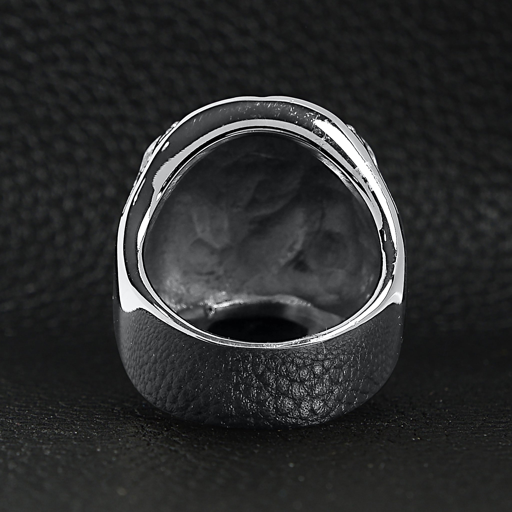 Stainless Steel Black CZ Eyed Skull With Clear CZ UK Flag Ring