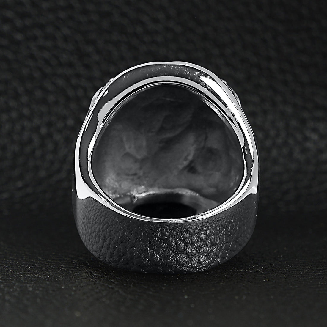 Stainless Steel Black CZ Eyed Skull With Clear CZ UK Flag Ring
