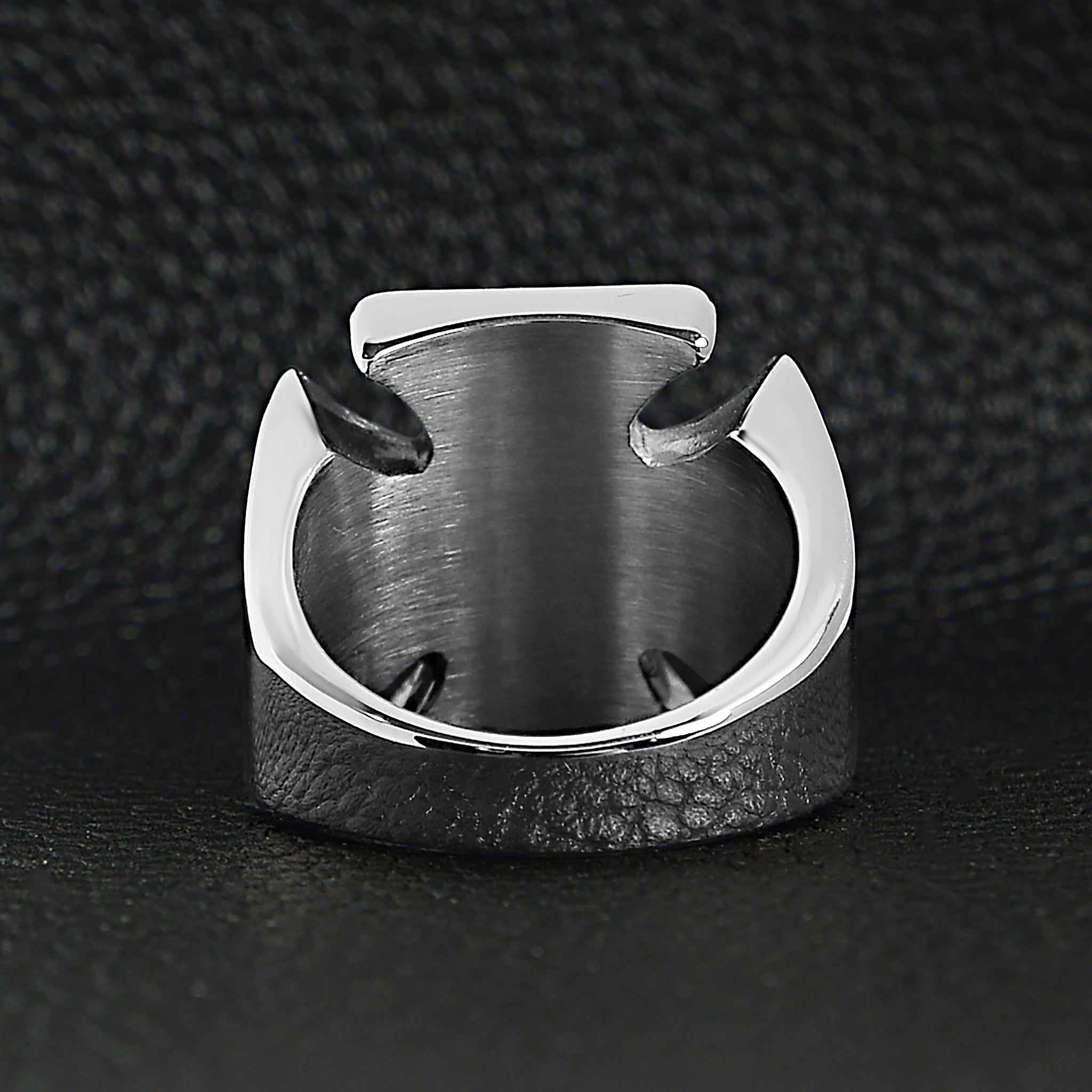 Stainless Steel Polished Skull Maltese Cross Ring