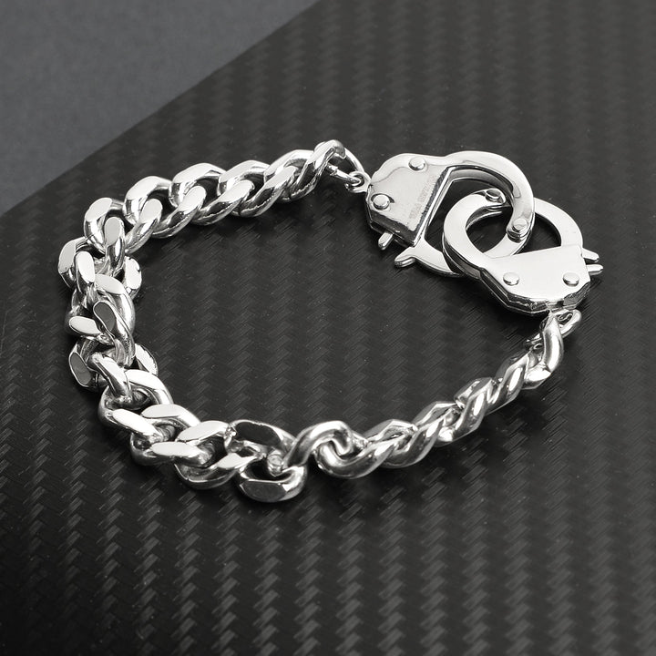 Stainless Steel Or Black Handcuff Bracelet
