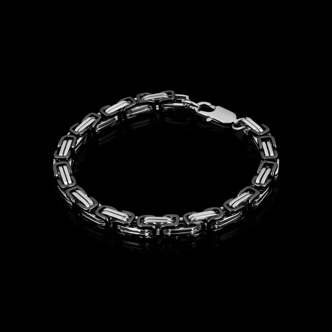 Stainless Steel And Black Byzantine Chain Bracelet