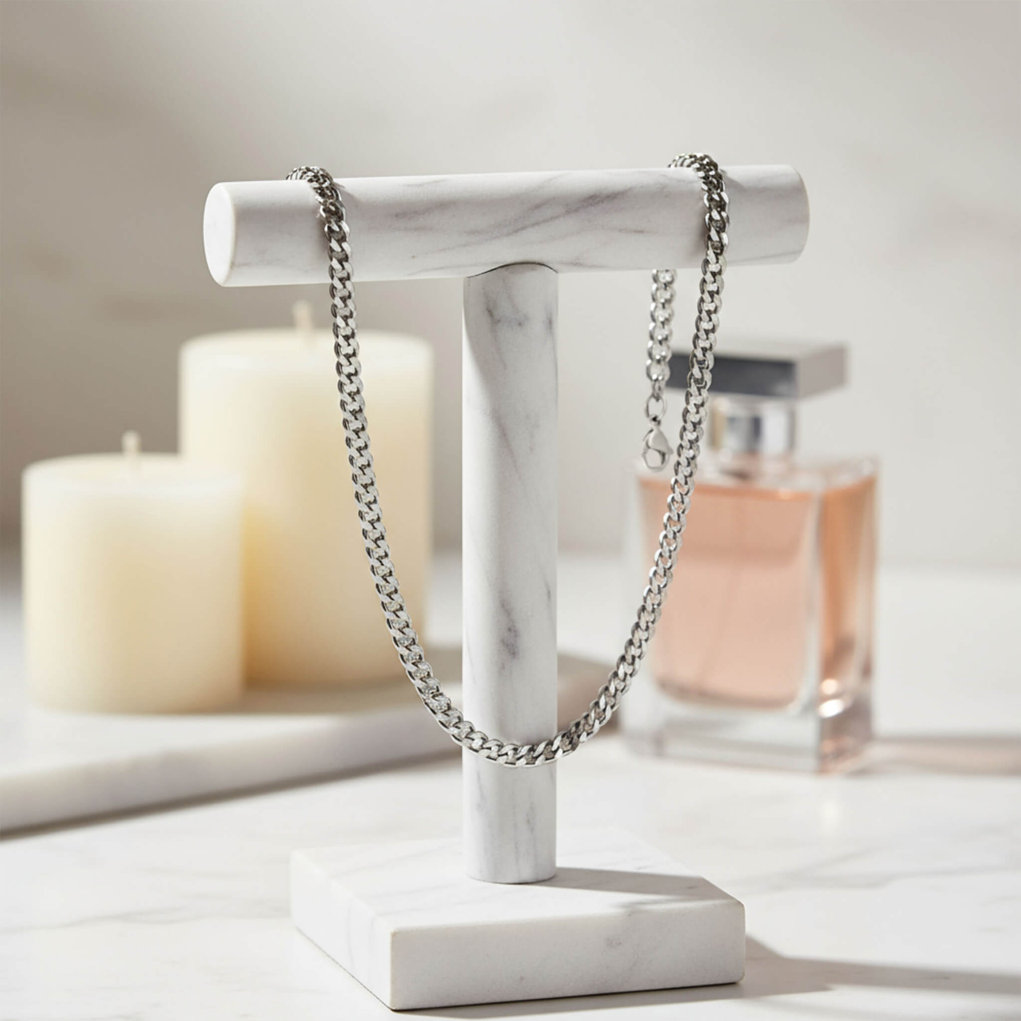 Stainless Steel Diamond Cut Curb Chain Necklace