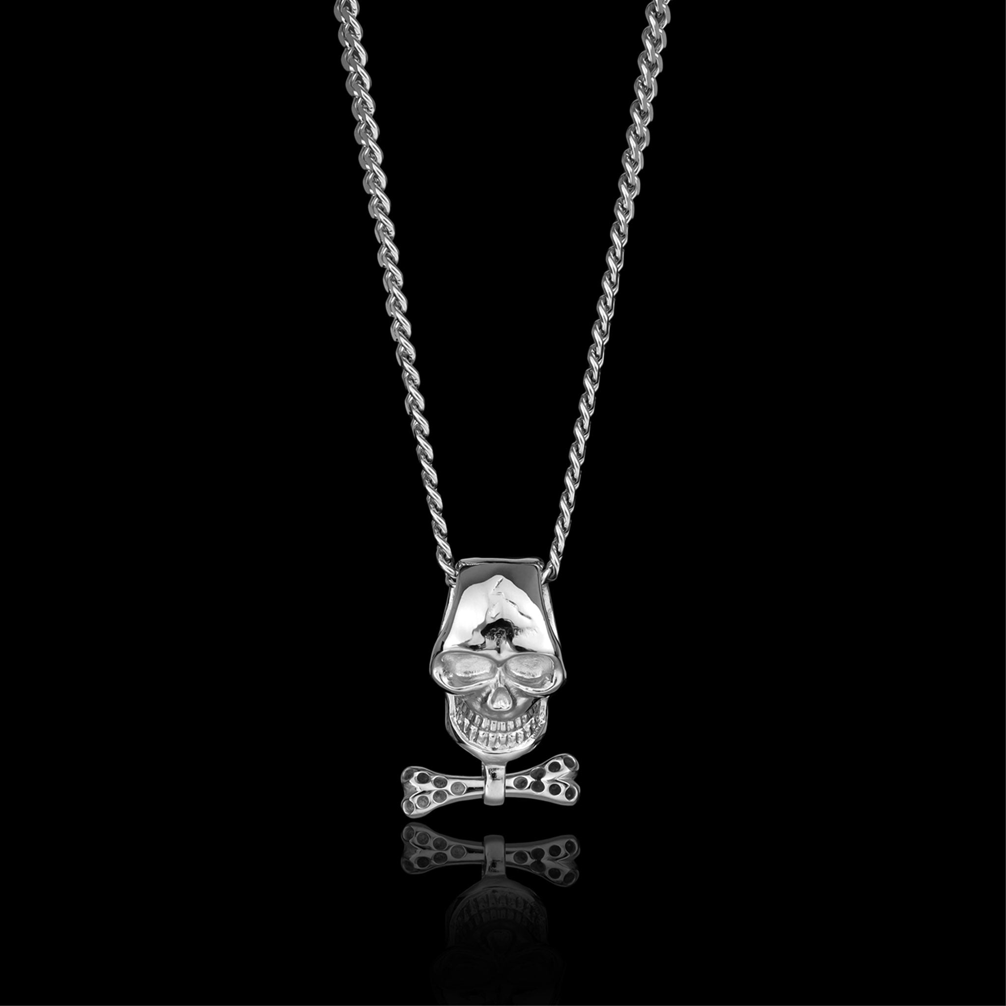 Stainless Steel Skull And Bone Bow Tie Curb Chain Necklace