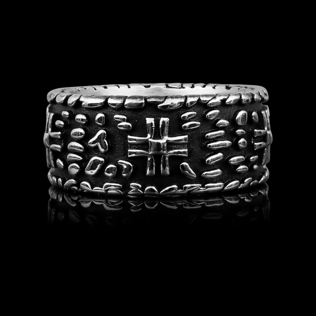 Stainless Steel Stone Wall Cross Ring
