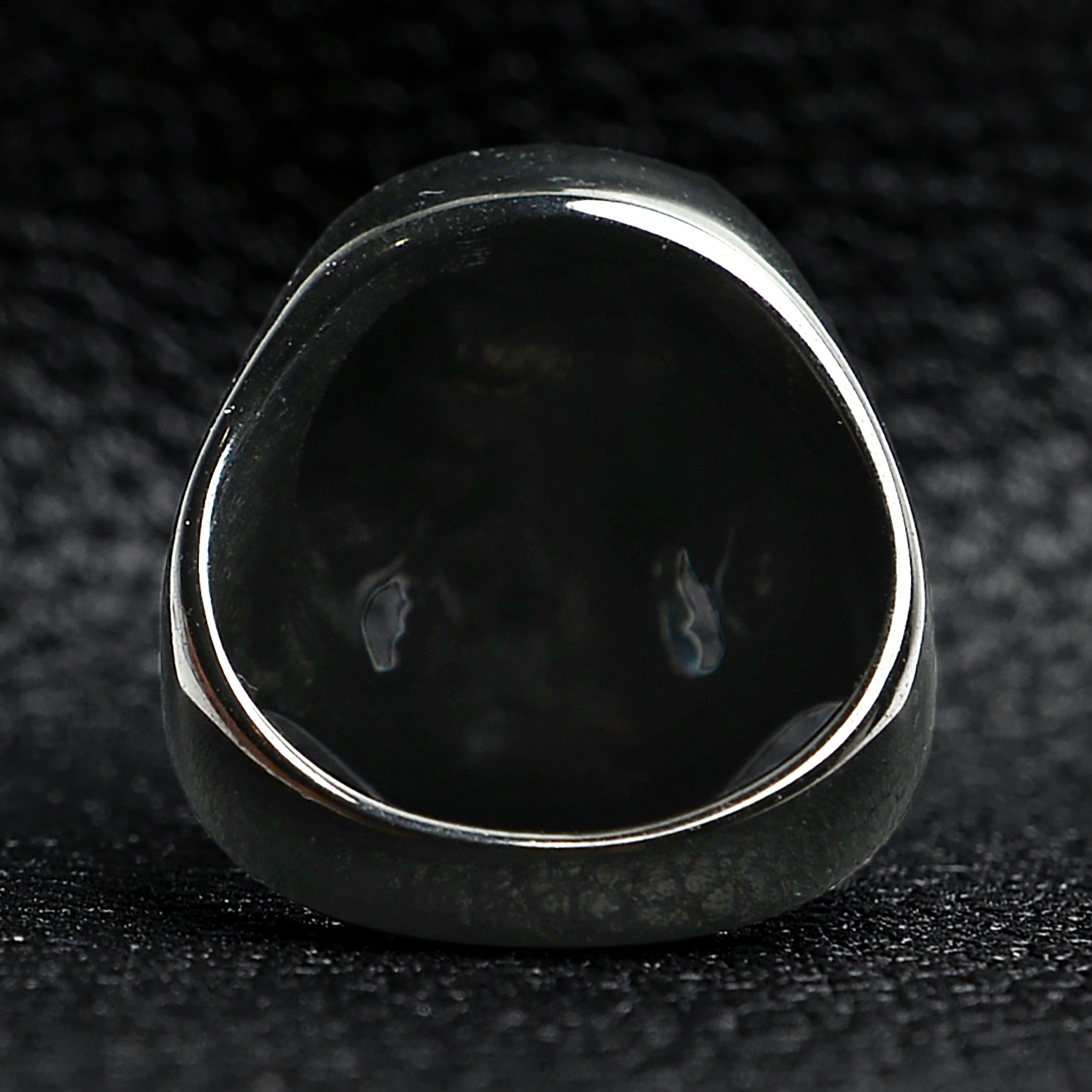Stainless Steel Black Grinning Skull Unisex Ring