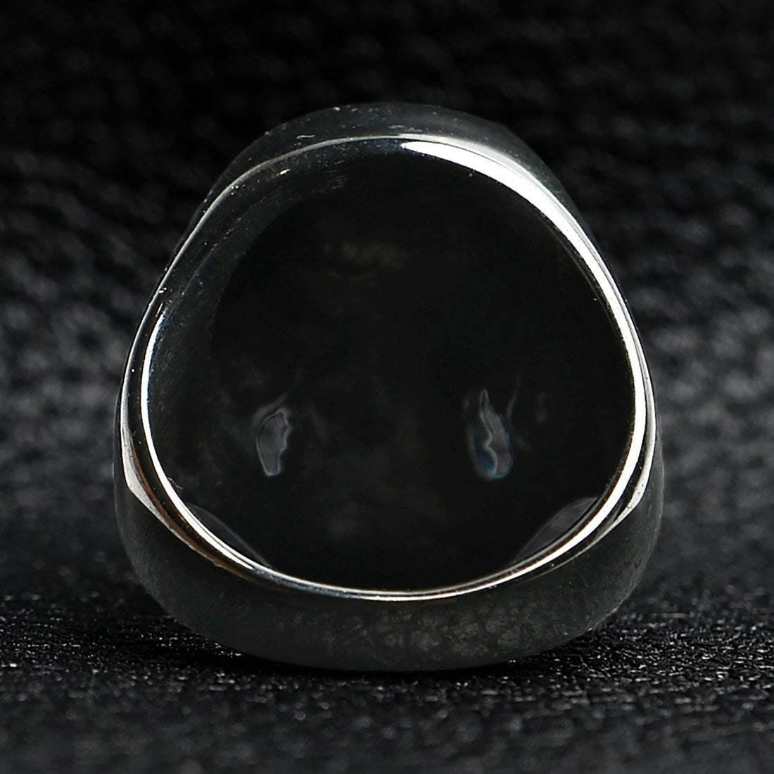Stainless Steel Black Grinning Skull Unisex Ring