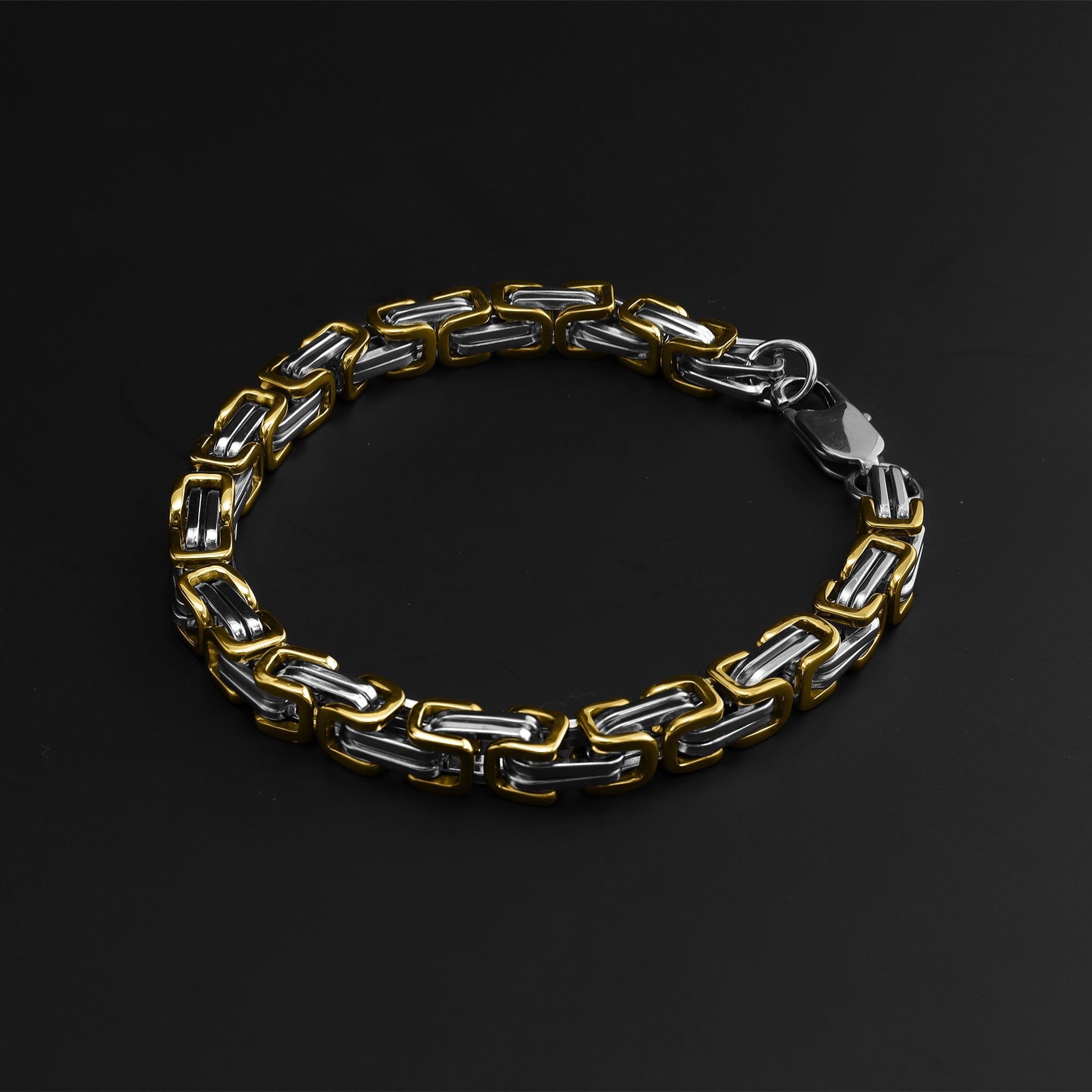 Stainless Steel And 18K Gold PVD Coated Byzantine Chain Bracelet