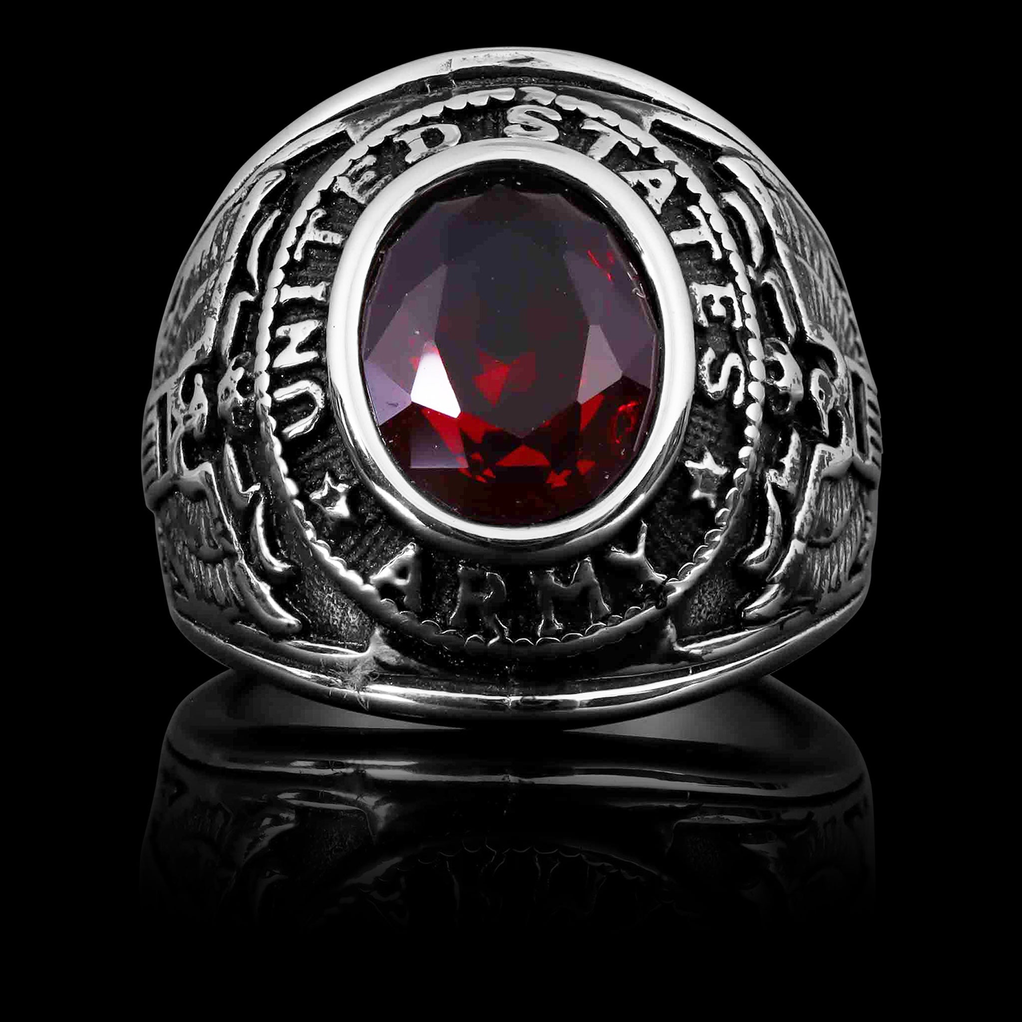 United States Military Red Stone Army Ring