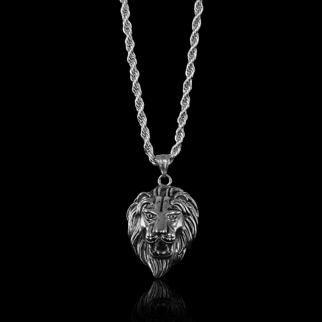 Stainless Steel Roaring Lion Curb Chain Necklace