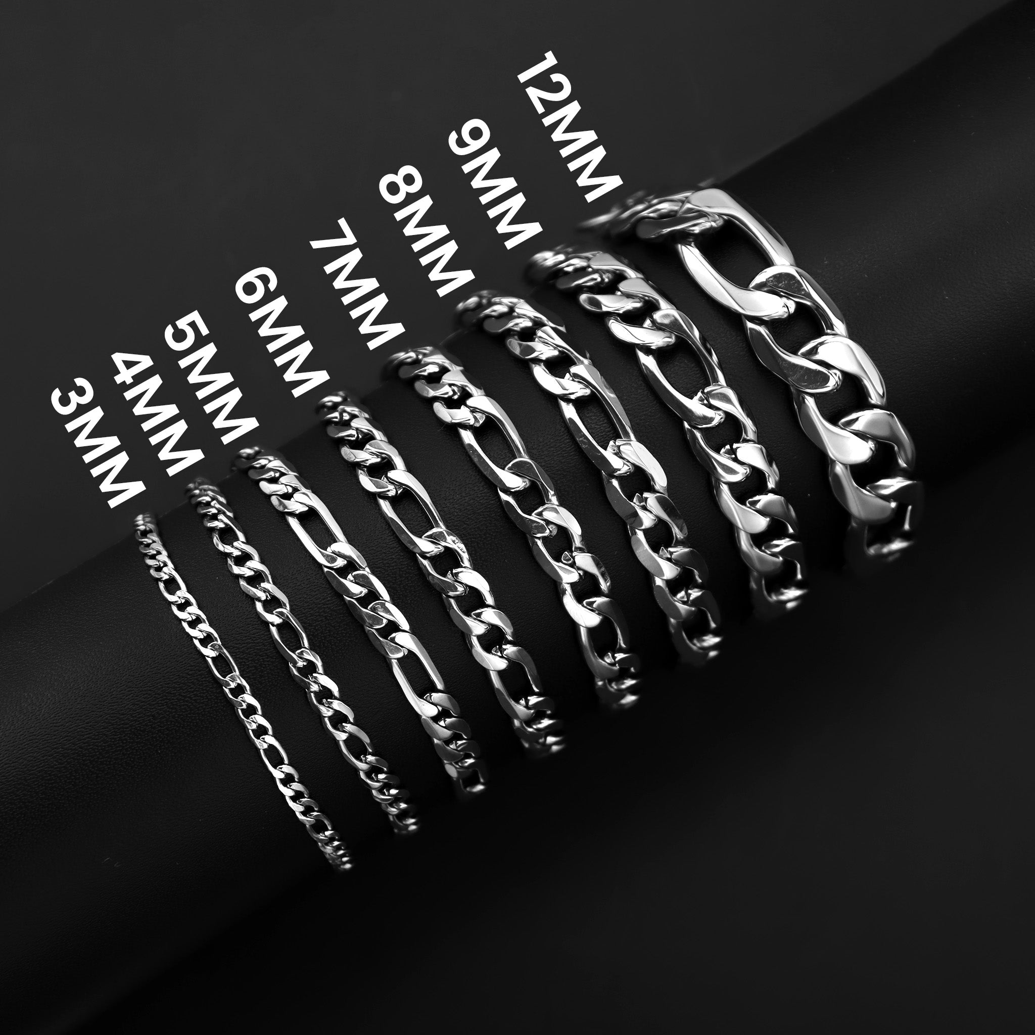 Stainless Steel Figaro Chain Bracelet