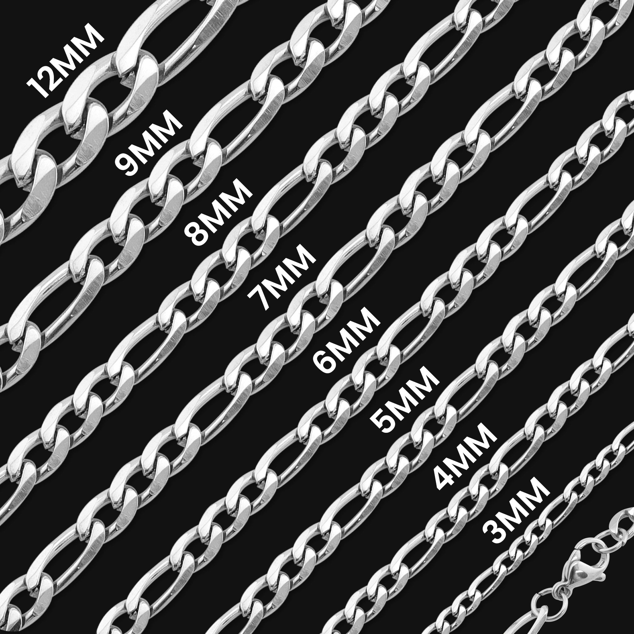 Stainless Steel Figaro Chain Necklace